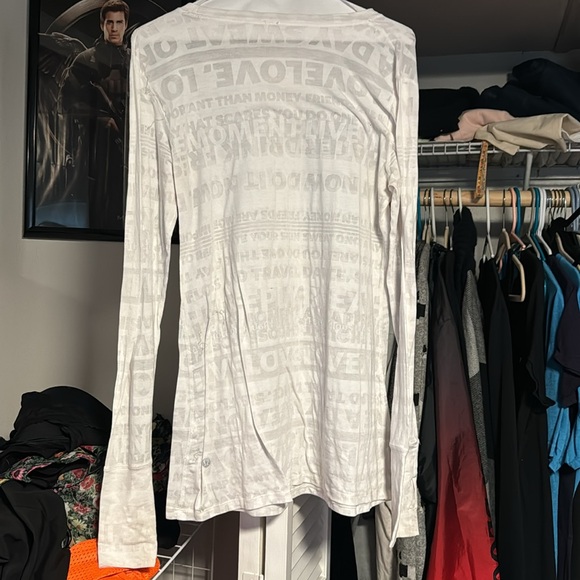 EUC Lululemon White/Sheer Long Sleeve Fitness Top w/Thumb holes - Picture 4 of 5
